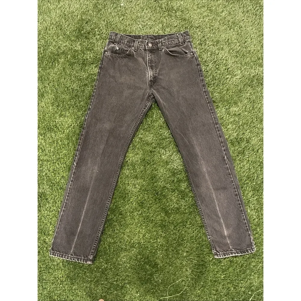 Vintage 90s Levis 505 Orange Tab Black Jeans Made In USA 32x30 Faded Charcoal